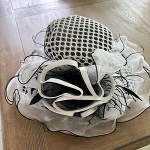 Black & white Hat Bonnet Derby Wedding church  Elegant